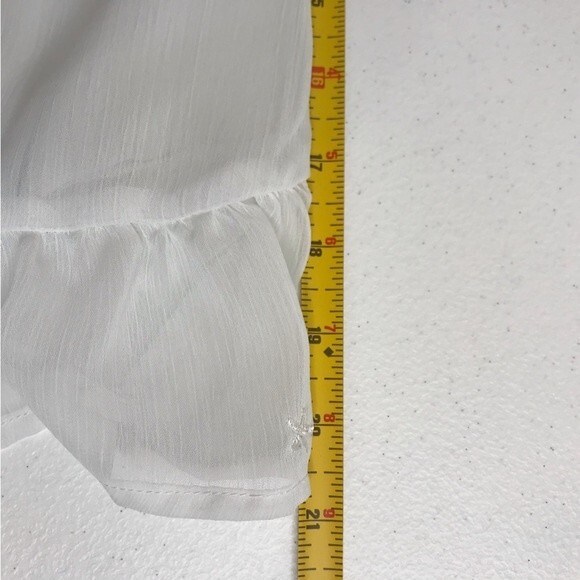 Peach Love Romper White Embroidered Gauzy Ruffle Hem Front Tie Womens Medium - Picture 14 of 16